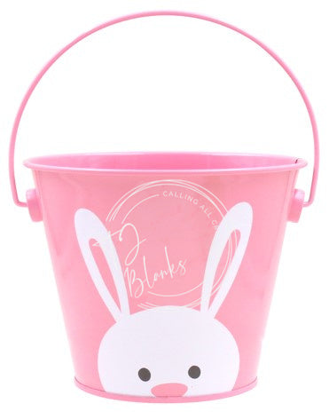 Pre-Printed Bunny Face Metal Easter Buckets