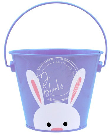 Pre-Printed Bunny Face Metal Easter Buckets